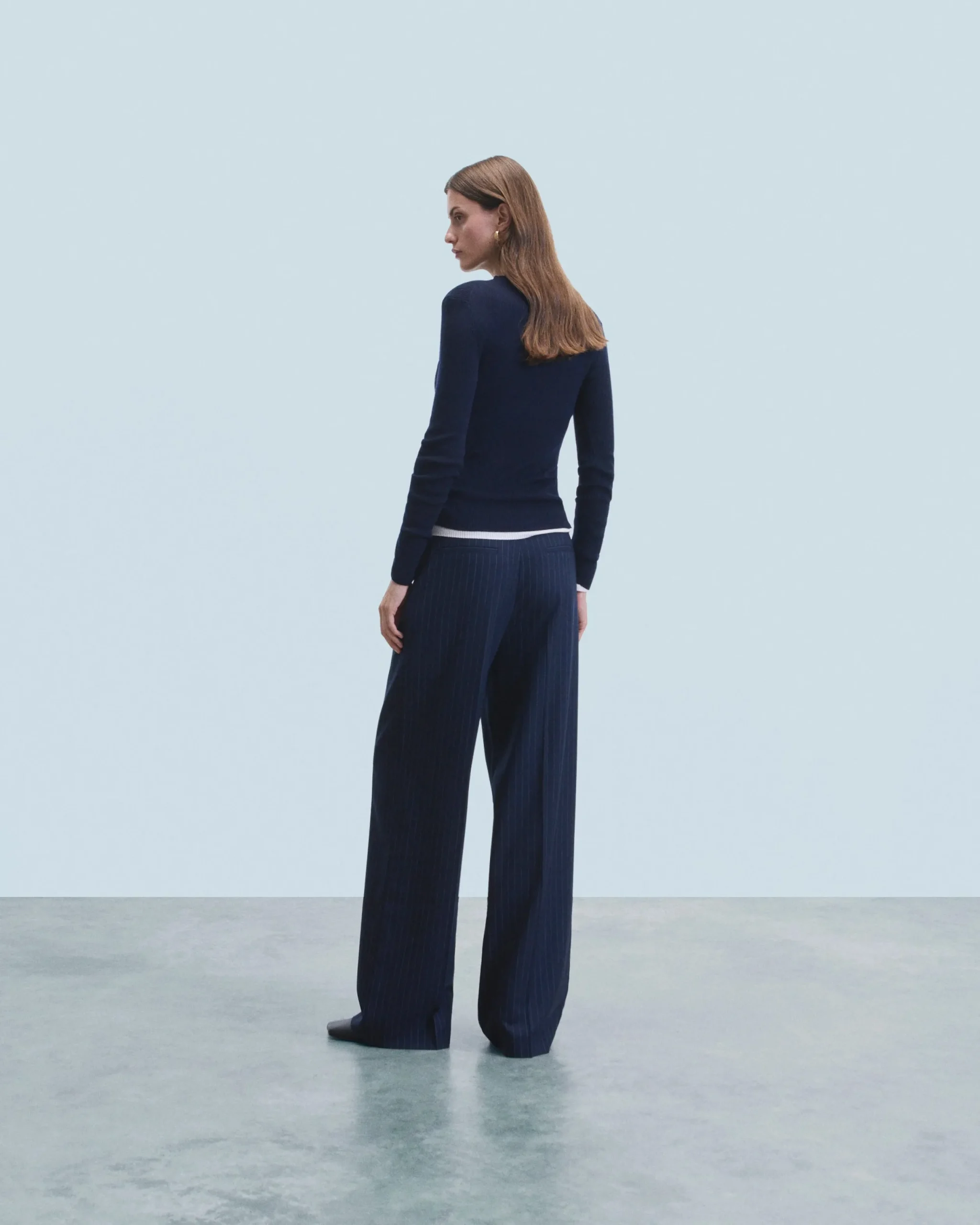 FROM FUTURE Pantalon Large Tailoring RayuresNavy Flash Sale