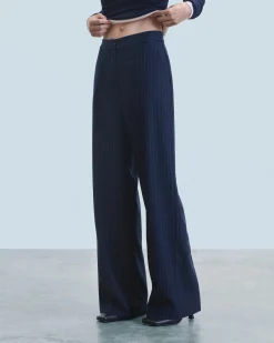 FROM FUTURE Pantalon Large Tailoring RayuresNavy Flash Sale