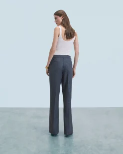 FROM FUTURE Pantalon Large Tailoring RayuresGris Sale