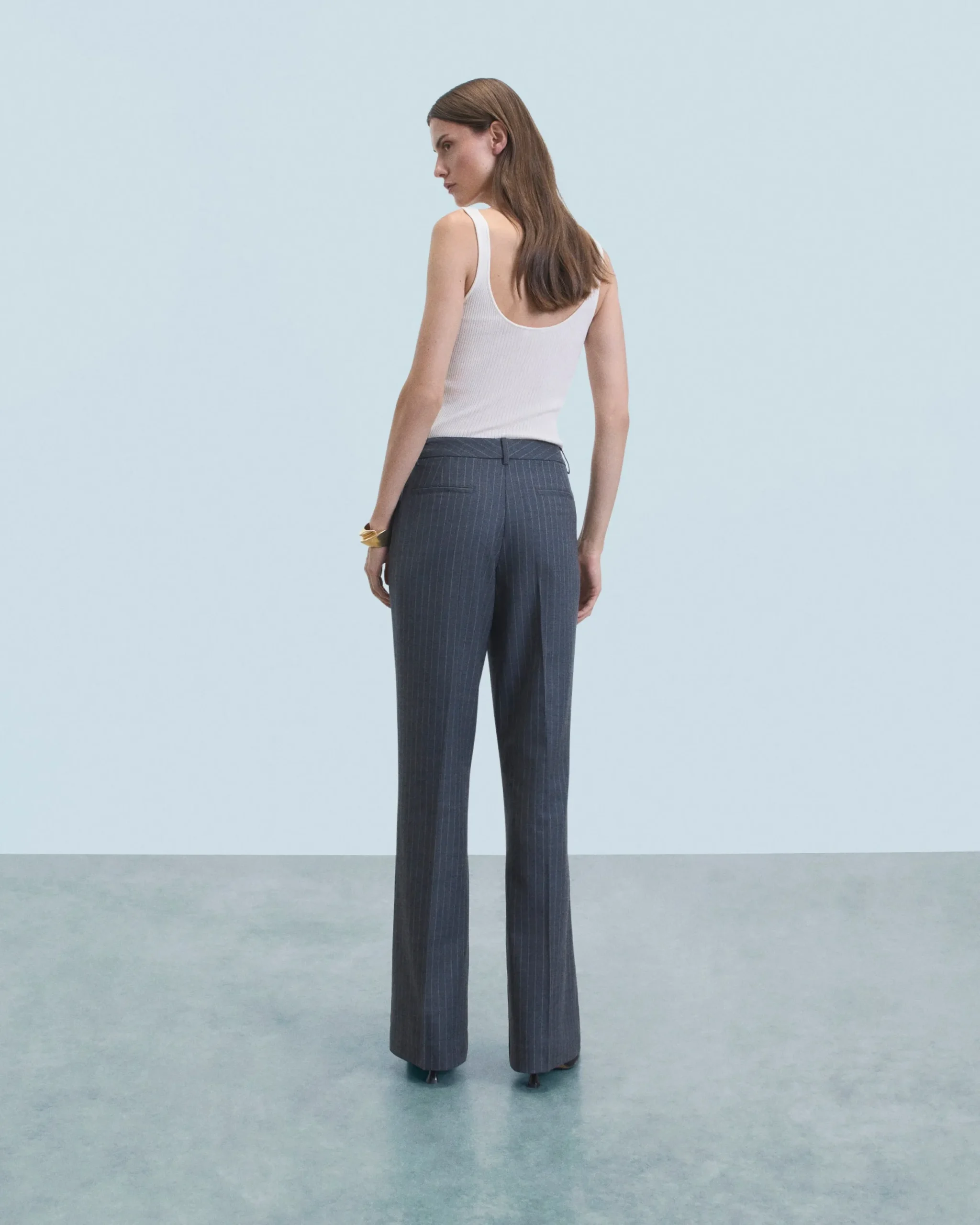 FROM FUTURE Pantalon Large Tailoring RayuresGris Sale