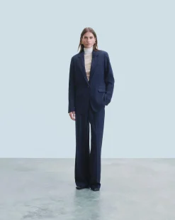 FROM FUTURE Pantalon Large Tailoring RayuresNavy Flash Sale