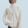 FROM FUTURE Pull Cardigan Ecru Hot