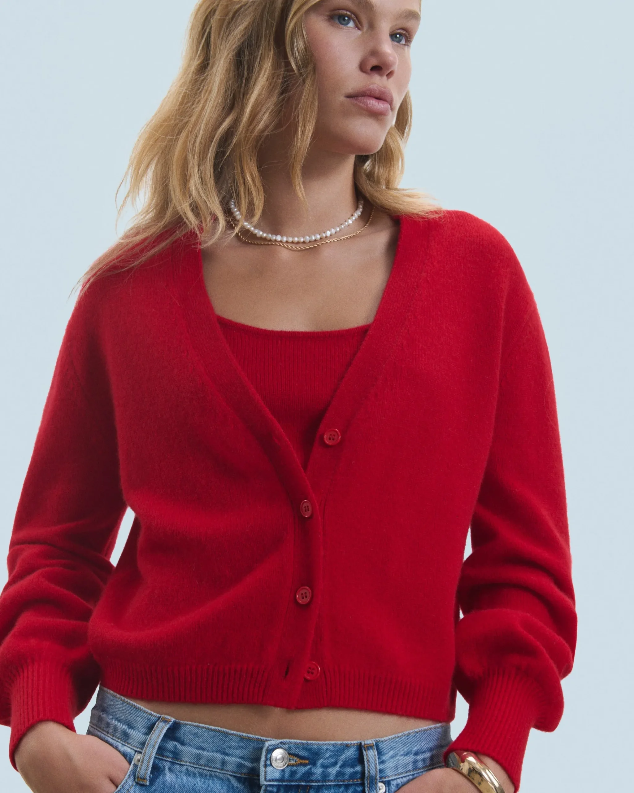 FROM FUTURE Pull Cardigan HotRed Fashion