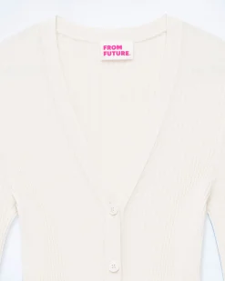 FROM FUTURE Pull Cardigan Ecru Hot