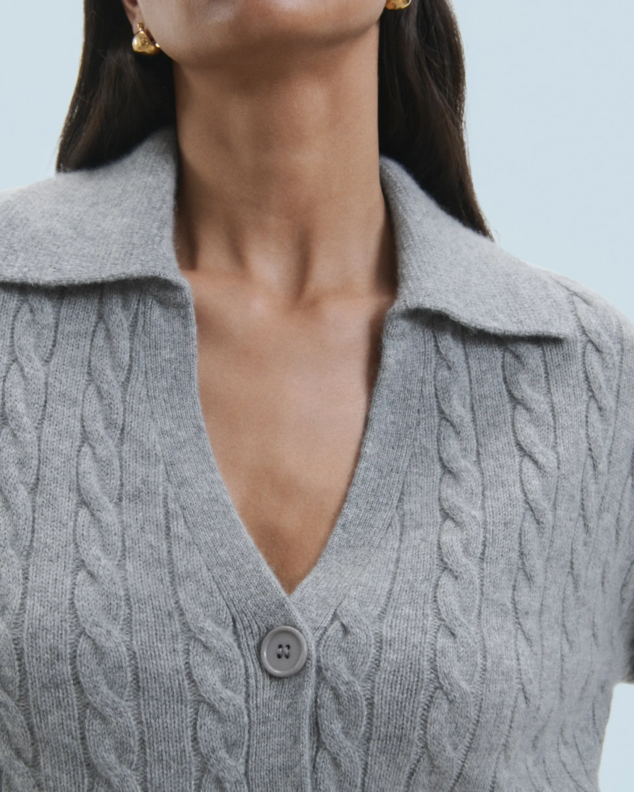 FROM FUTURE Pull Cardigan à Cotes GrisChinéFoncé Discount