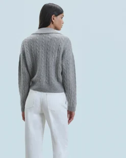 FROM FUTURE Pull Cardigan à Cotes GrisChinéFoncé Discount