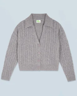 FROM FUTURE Pull Cardigan à Cotes GrisChinéFoncé Discount