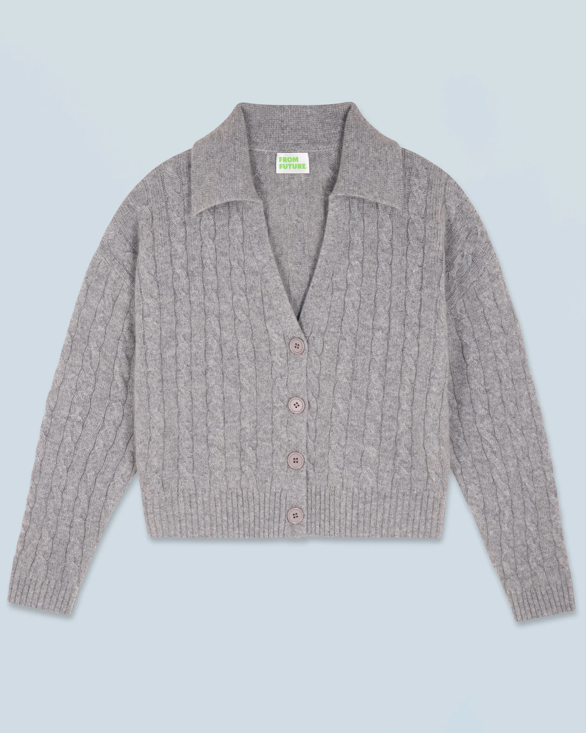 FROM FUTURE Pull Cardigan à Cotes GrisChinéFoncé Discount