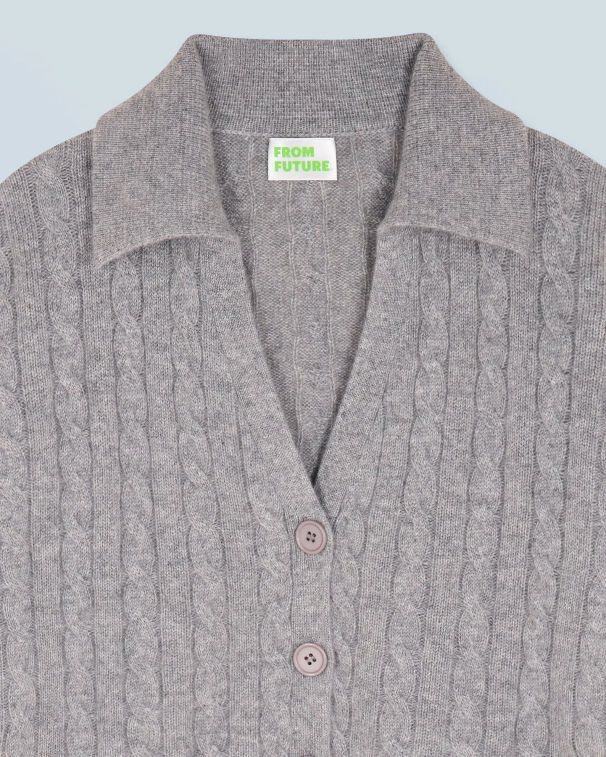 FROM FUTURE Pull Cardigan à Cotes GrisChinéFoncé Discount