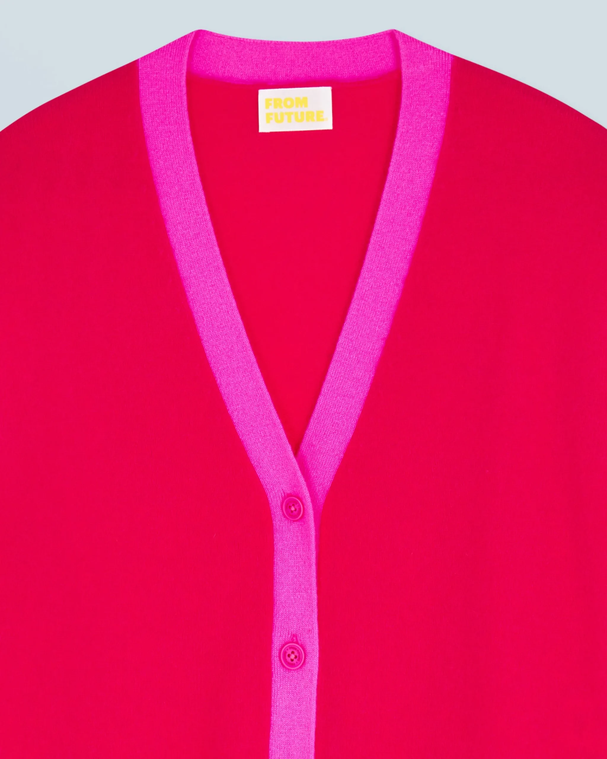 FROM FUTURE Pull Cardigan Bicolore Léger RaspberryPink Hot