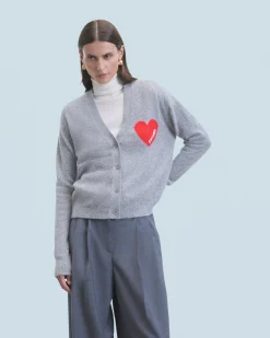 FROM FUTURE Pull Cardigan Coeur Léger GrisChinéFoncé Online