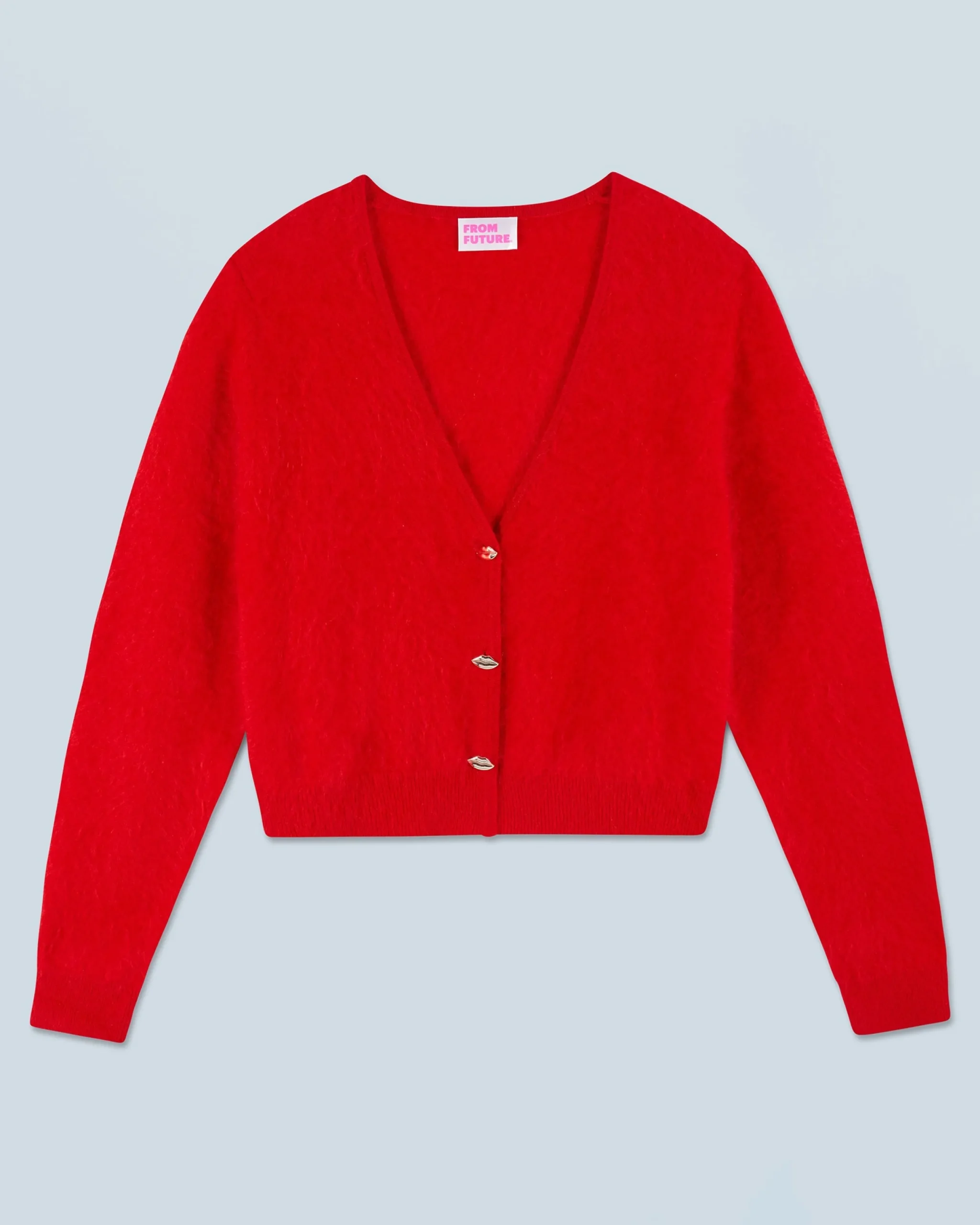 FROM FUTURE Pull Cardigan en Cachemire Brossé Boutons Bijoux HotRed Store