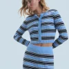 FROM FUTURE Pull Cardigan Rayé FairyBlue Best