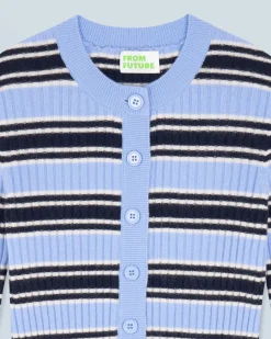 FROM FUTURE Pull Cardigan Rayé FairyBlue Best