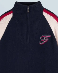 FROM FUTURE Pull Col Camionneur Navy Cheap