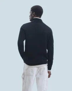 FROM FUTURE Pull Col Camionneur Basique Noir Cheap