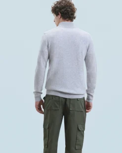 FROM FUTURE Pull Col Camionneur Basique GrisChinéClair Fashion