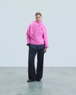 FROM FUTURE Pull Col Camionneur Epais PinkMouliné Online