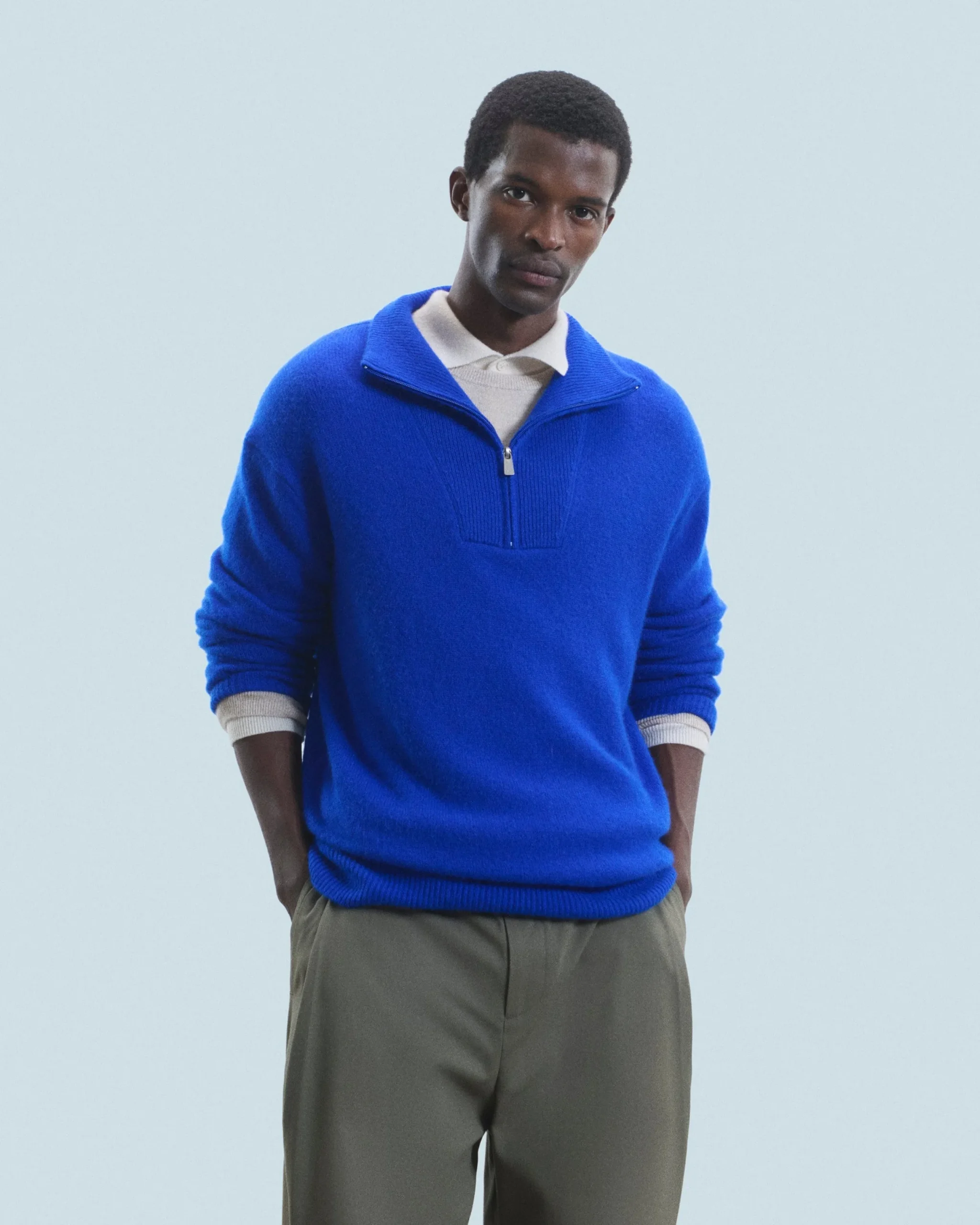 FROM FUTURE Pull Col Camionneur Oversize PopBlue Cheap