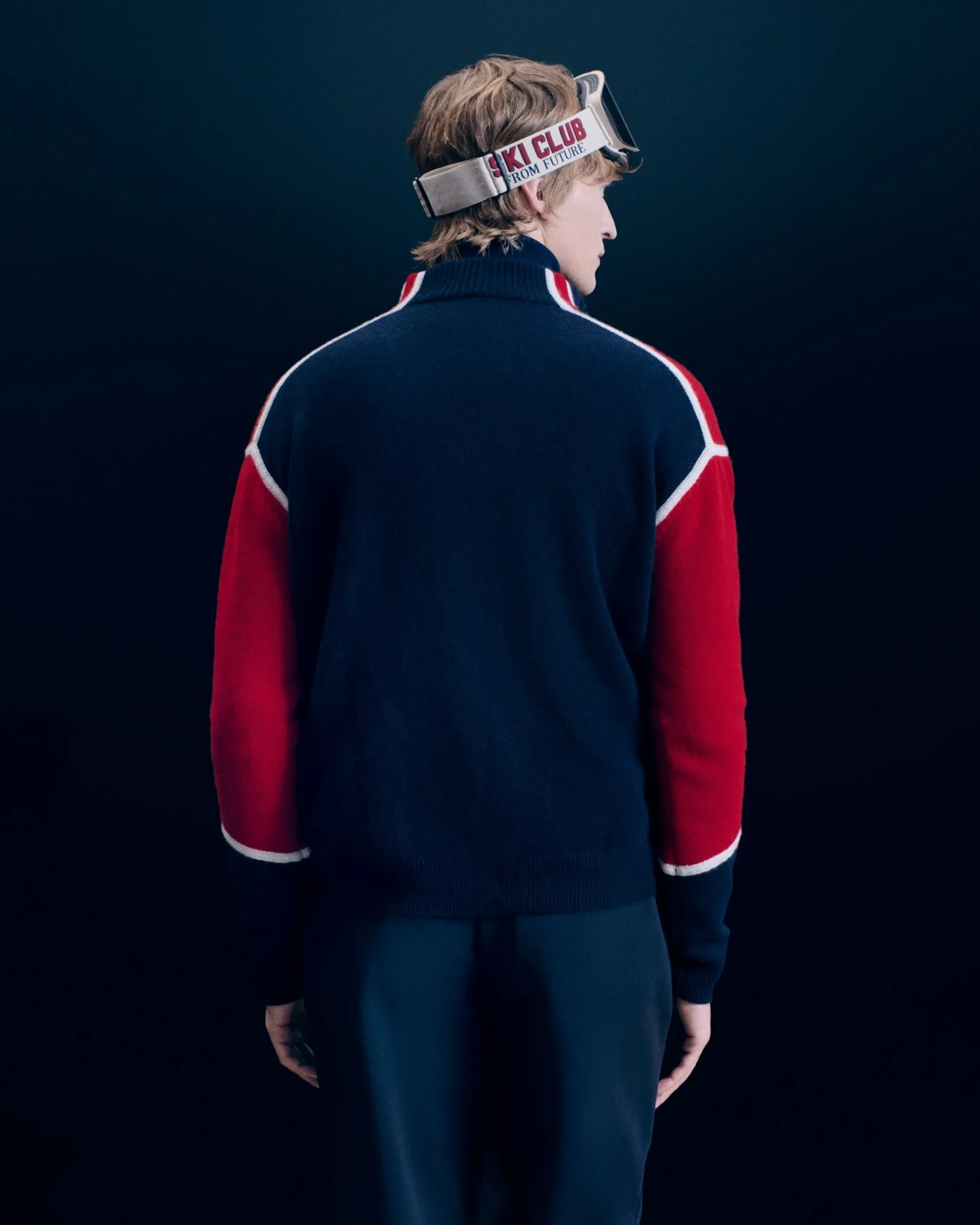 FROM FUTURE Pull Col Camionneur Ski Club Navy Flash Sale