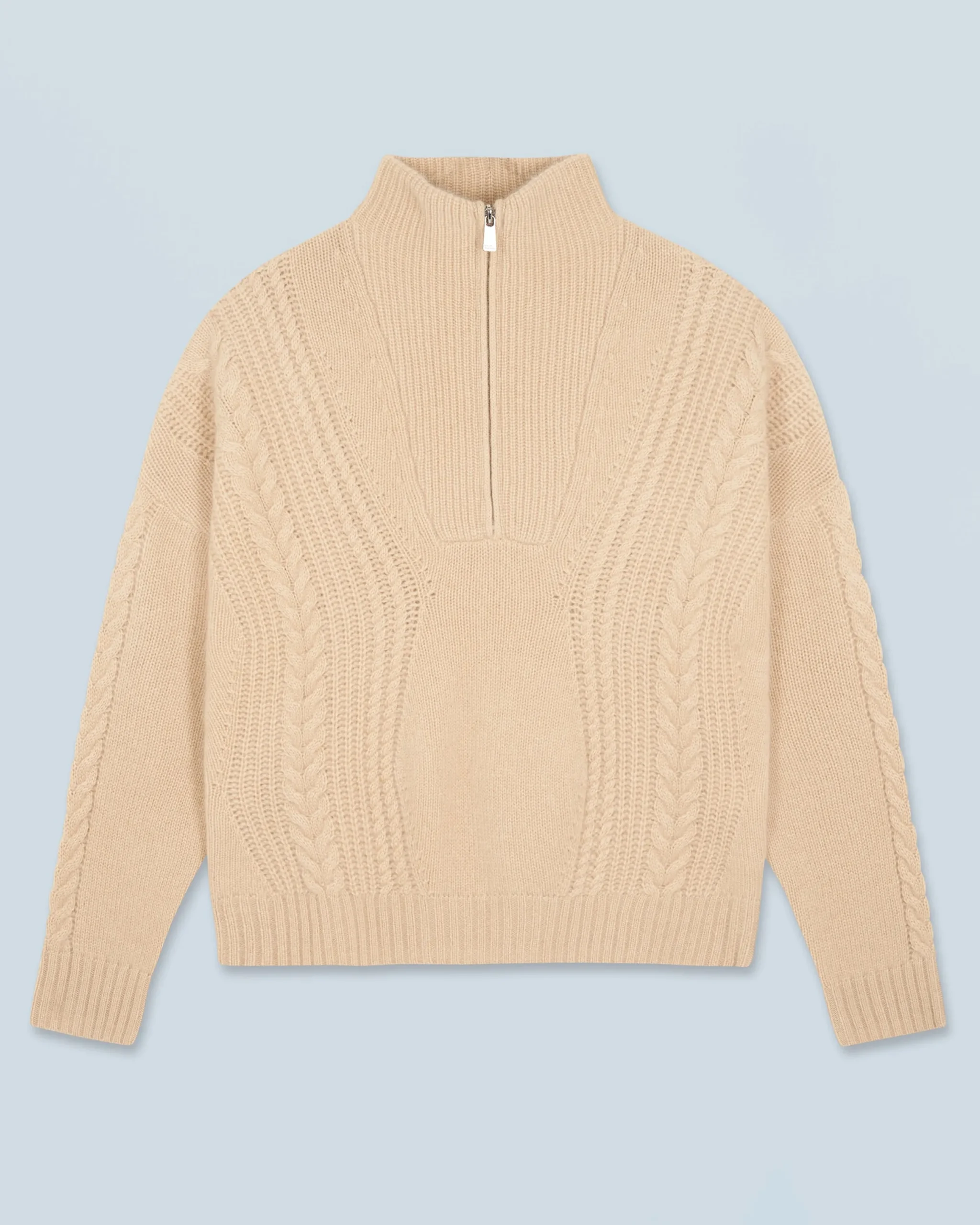 FROM FUTURE Pull Col Camionneur Torsades Beige Discount
