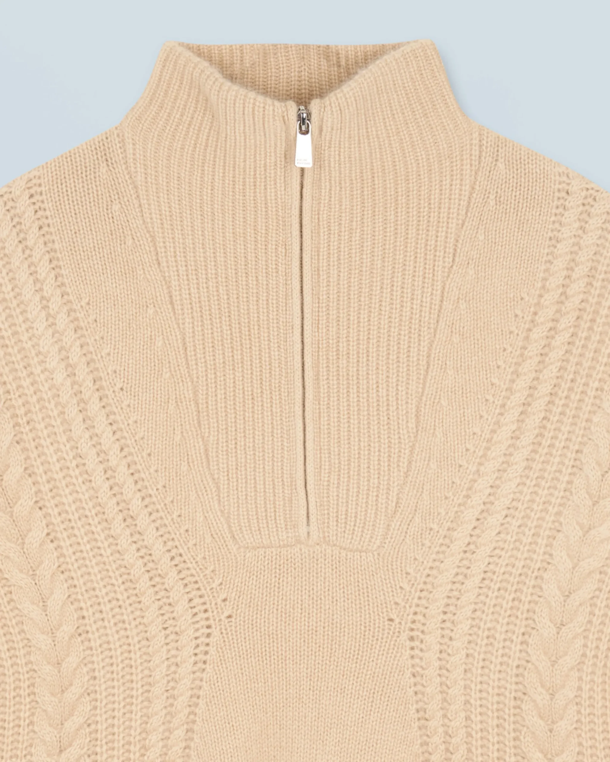 FROM FUTURE Pull Col Camionneur Torsades Beige Discount