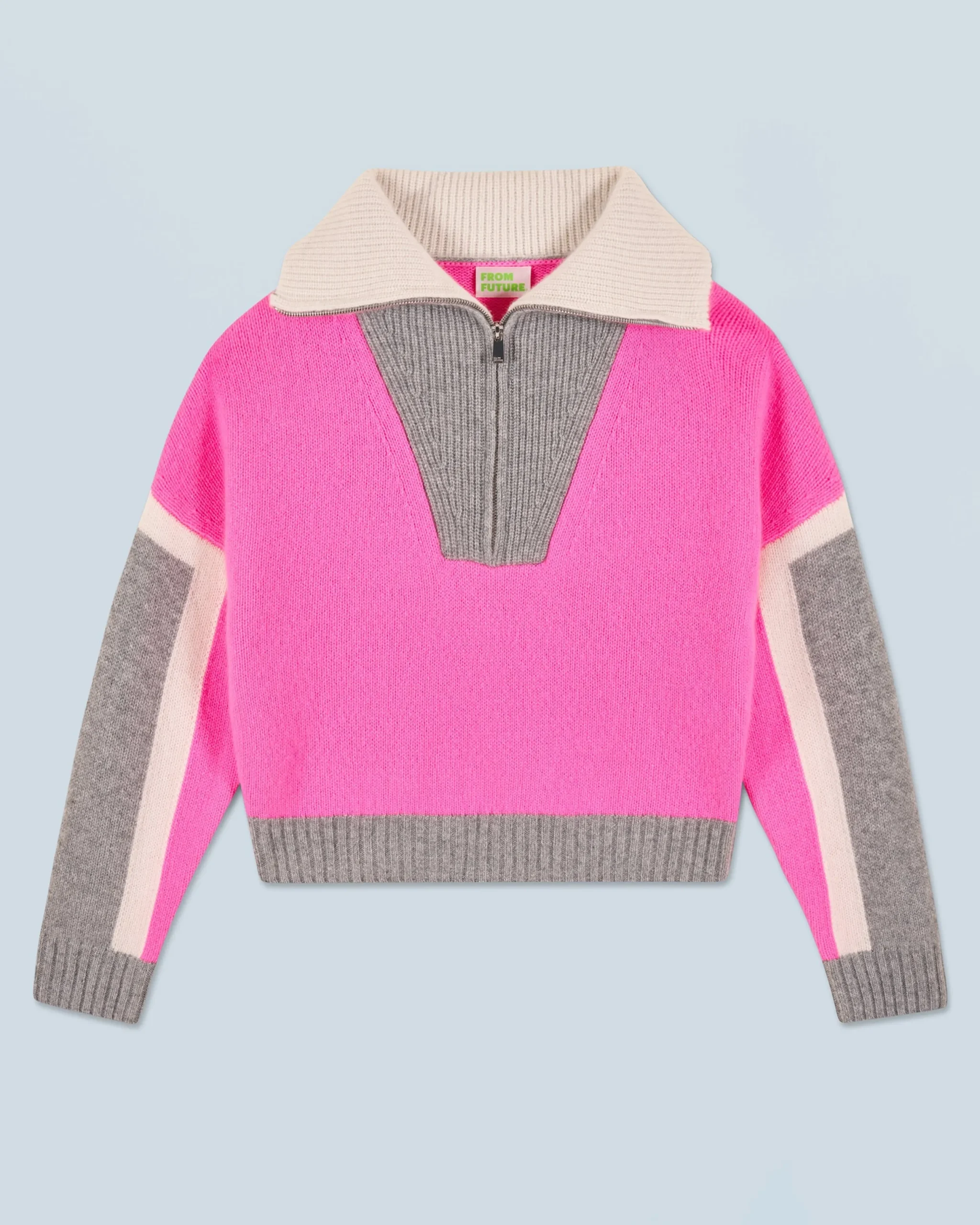 FROM FUTURE Pull Col Camionneur Tricolore DreamyPink Best