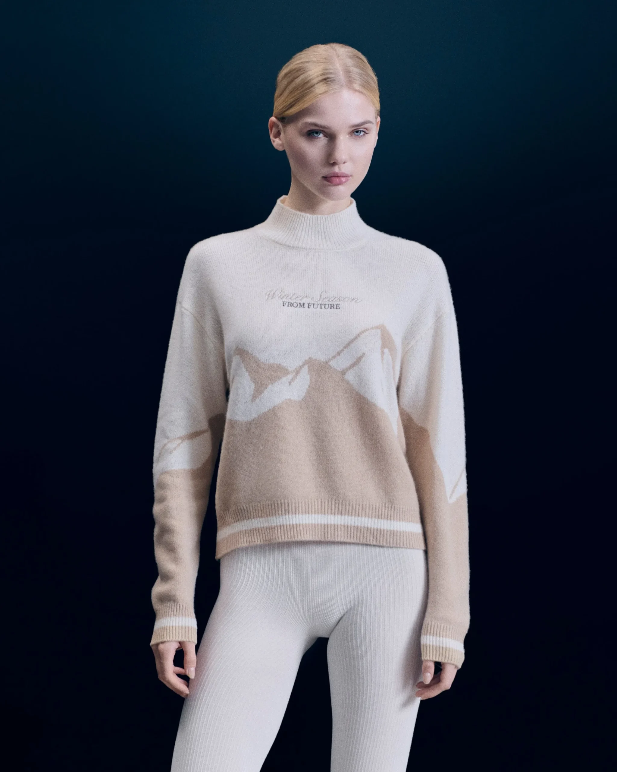 FROM FUTURE Pull Col Montant Beige Flash Sale