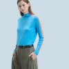 FROM FUTURE Pull Col Montant Bandes Manches Multicolores Léger DreamyBlue Discount