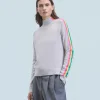 FROM FUTURE Pull Col Montant Bandes Manches Multicolores Léger GrisChinéClair Cheap