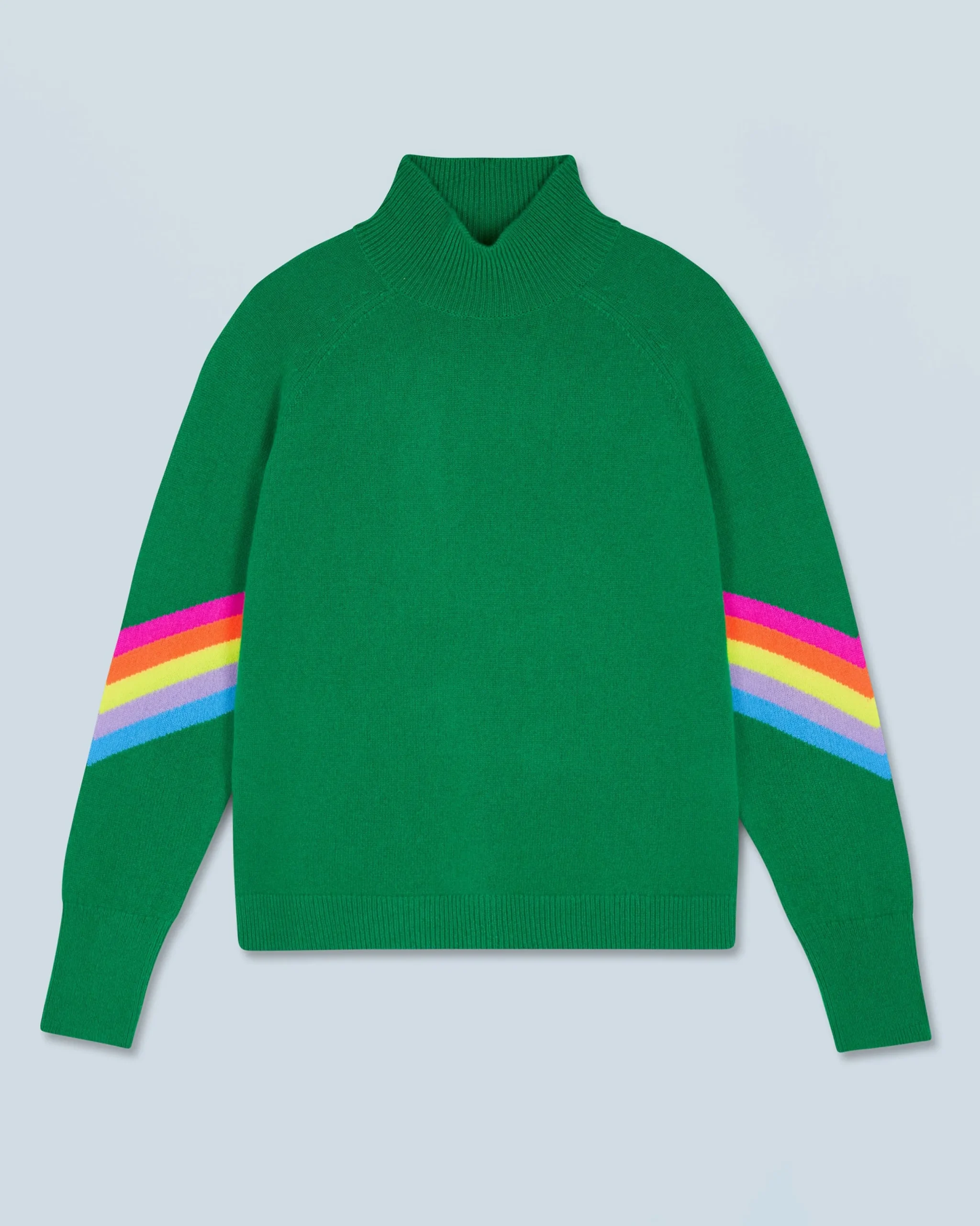 FROM FUTURE Pull Col Montant Bandes Manches Multicolore Léger MountainGreen New