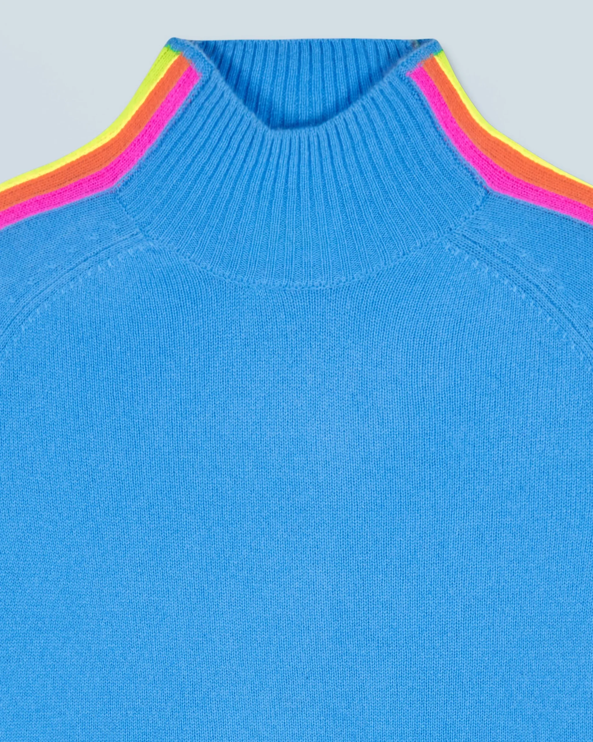 FROM FUTURE Pull Col Montant Bandes Manches Multicolores Léger DreamyBlue Discount