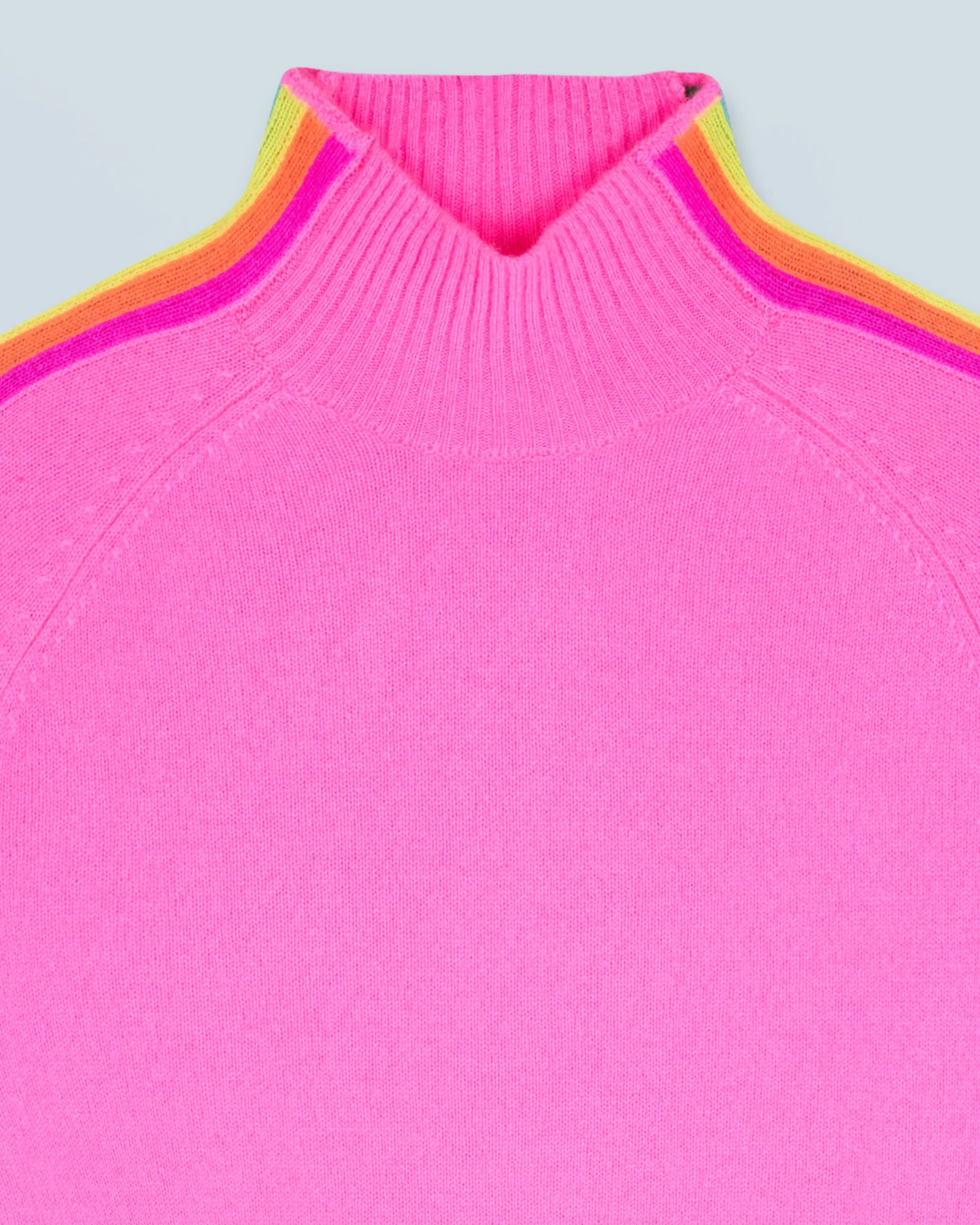 FROM FUTURE Pull Col Montant Bandes Manches Multicolores Léger DreamyPink Discount