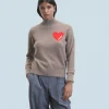 FROM FUTURE Pull Col Montant Coeur Léger Taupe Cheap