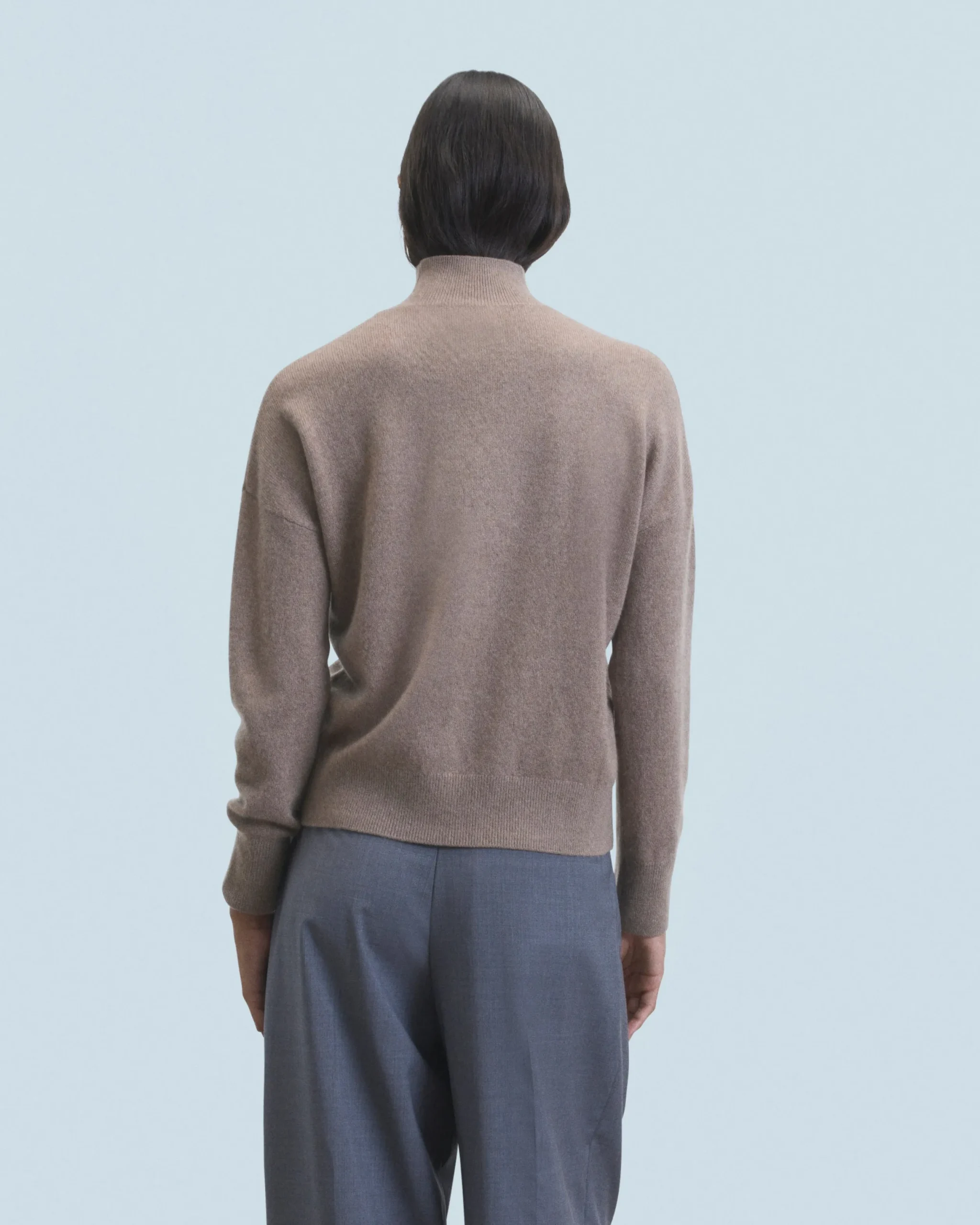 FROM FUTURE Pull Col Montant Coeur Léger Taupe Cheap