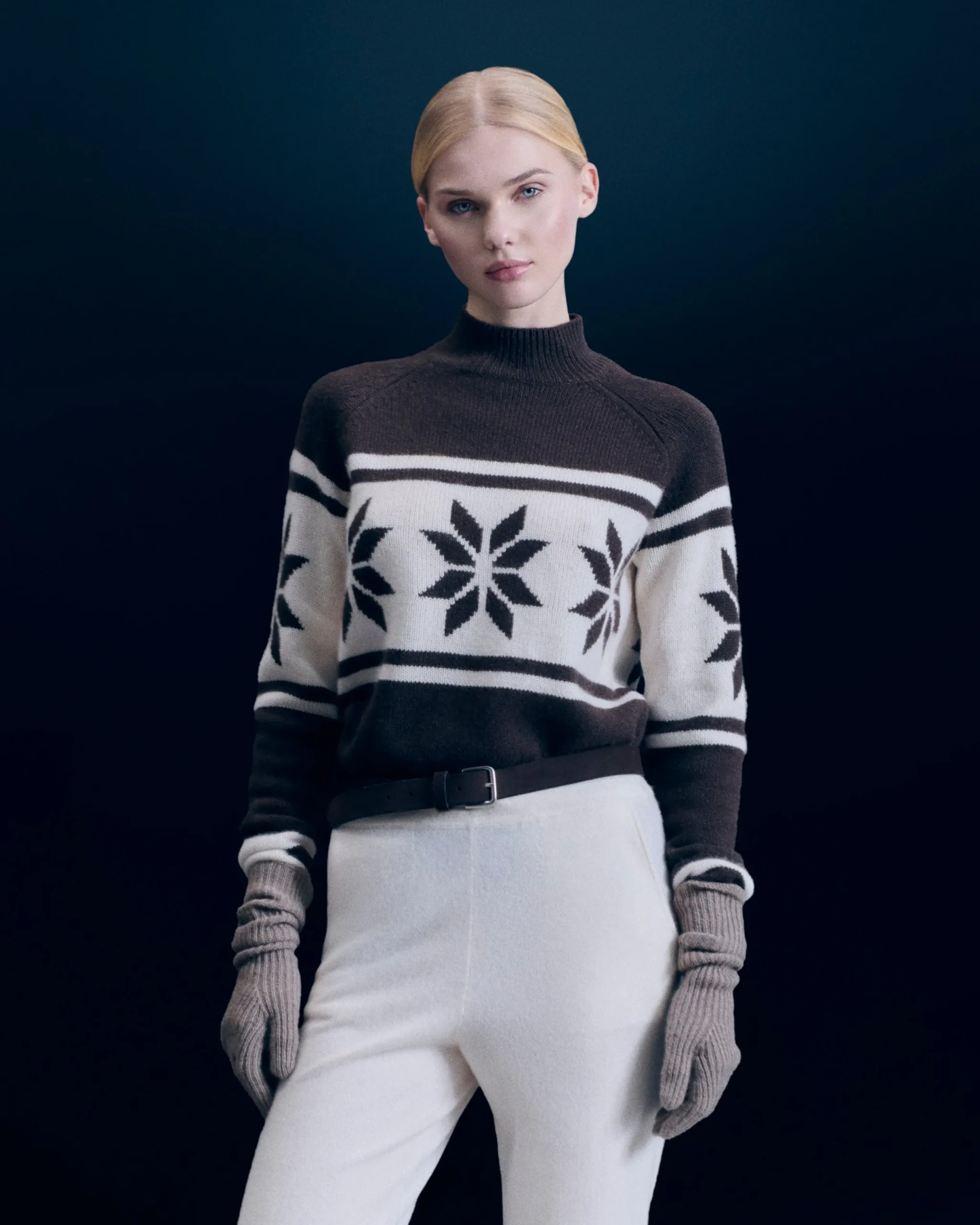 FROM FUTURE Pull Col Montant Flocons Chocolat Online