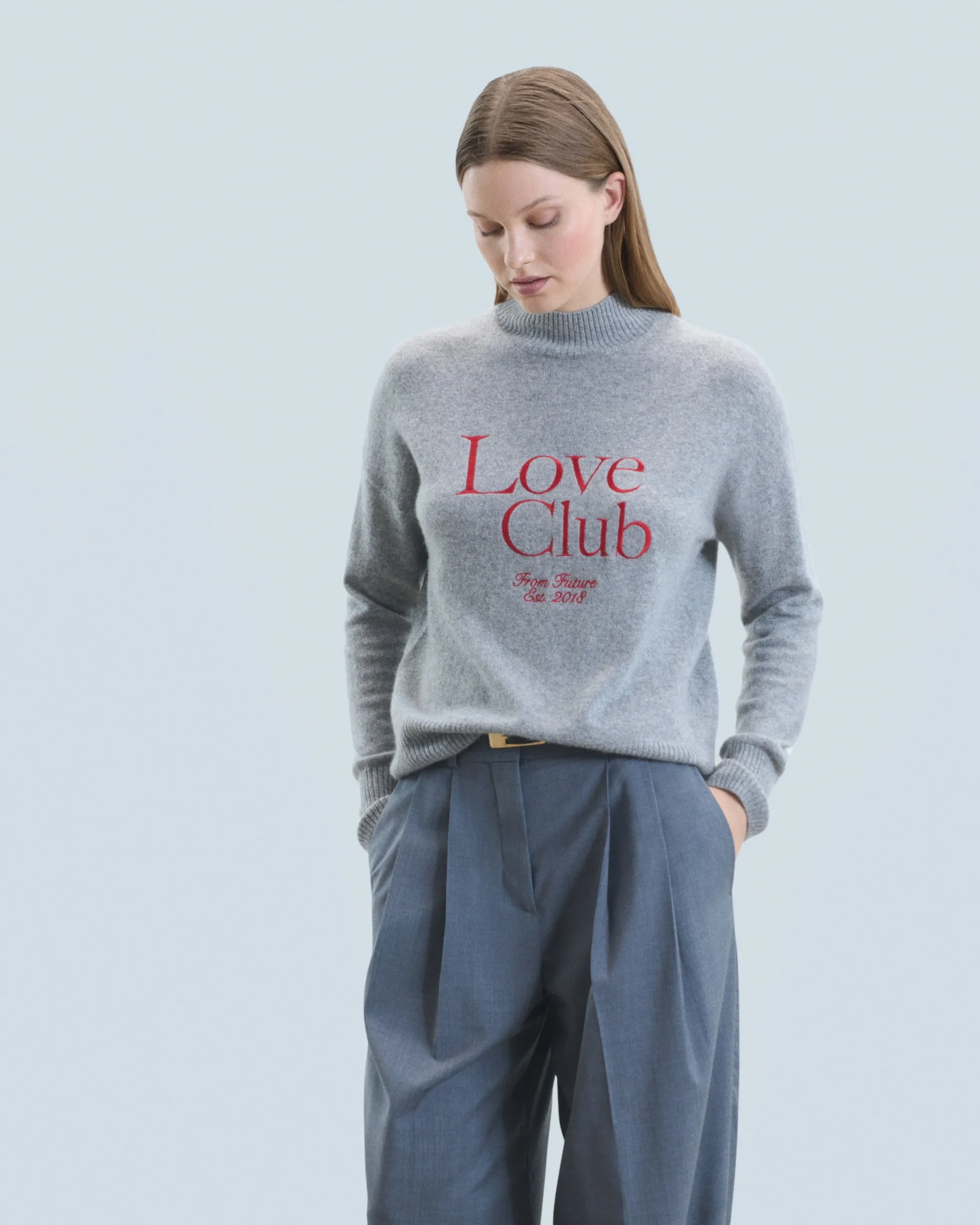FROM FUTURE Pull Col Montant Love Club GrisChinéFoncé Flash Sale