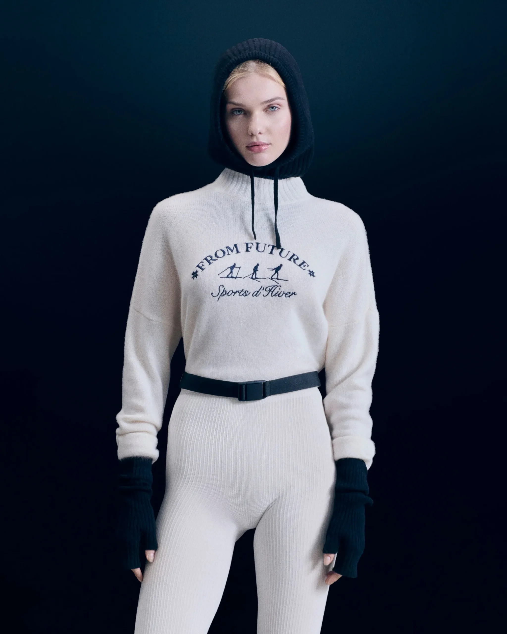 FROM FUTURE Pull Col Montant Sport D'hiver Ecru Sale