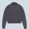 FROM FUTURE Pull Col Montant Strass Léger Anthracite Cheap