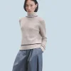 FROM FUTURE Pull Col Montant Tricolore Maille Perlée IcedSand Cheap