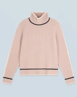 FROM FUTURE Pull Col Montant Tricolore Maille Perlée IcedSand Cheap