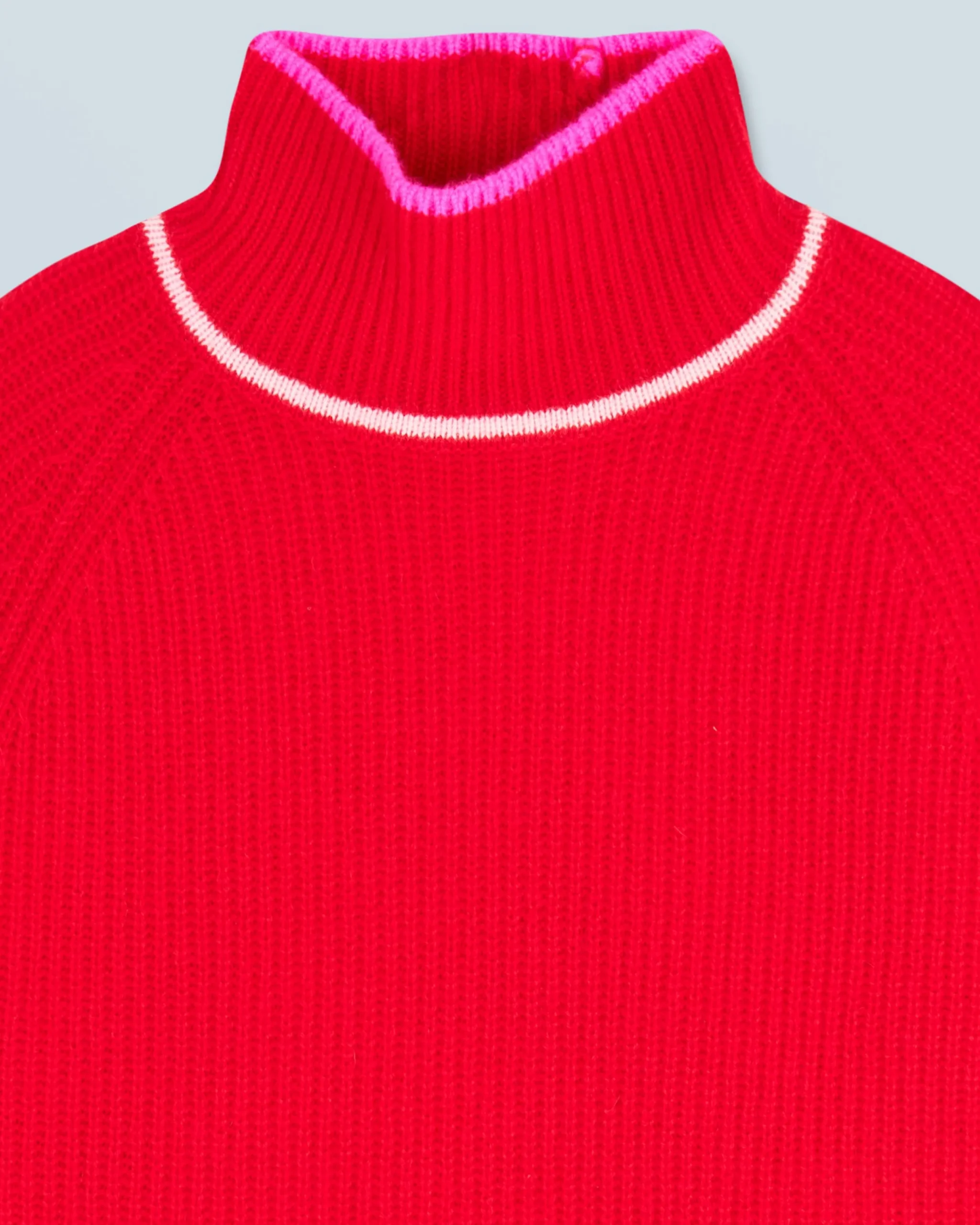 FROM FUTURE Pull Col Montant Tricolore Maille Perlée BrightRed Discount