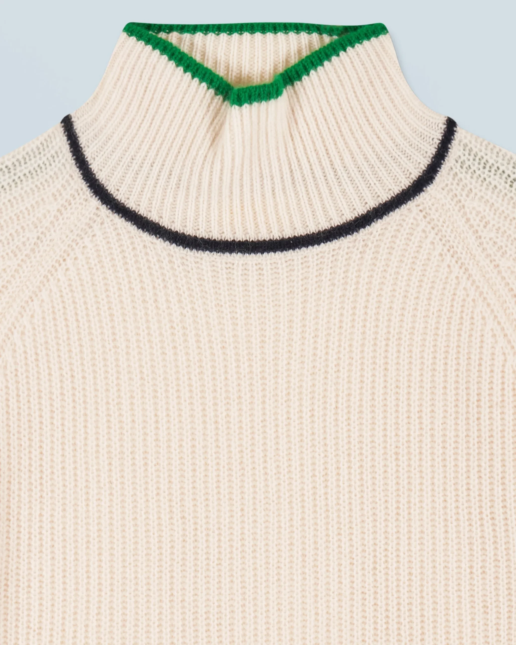 FROM FUTURE Pull Col Montant Tricolore Maille Perlée Ecru Shop