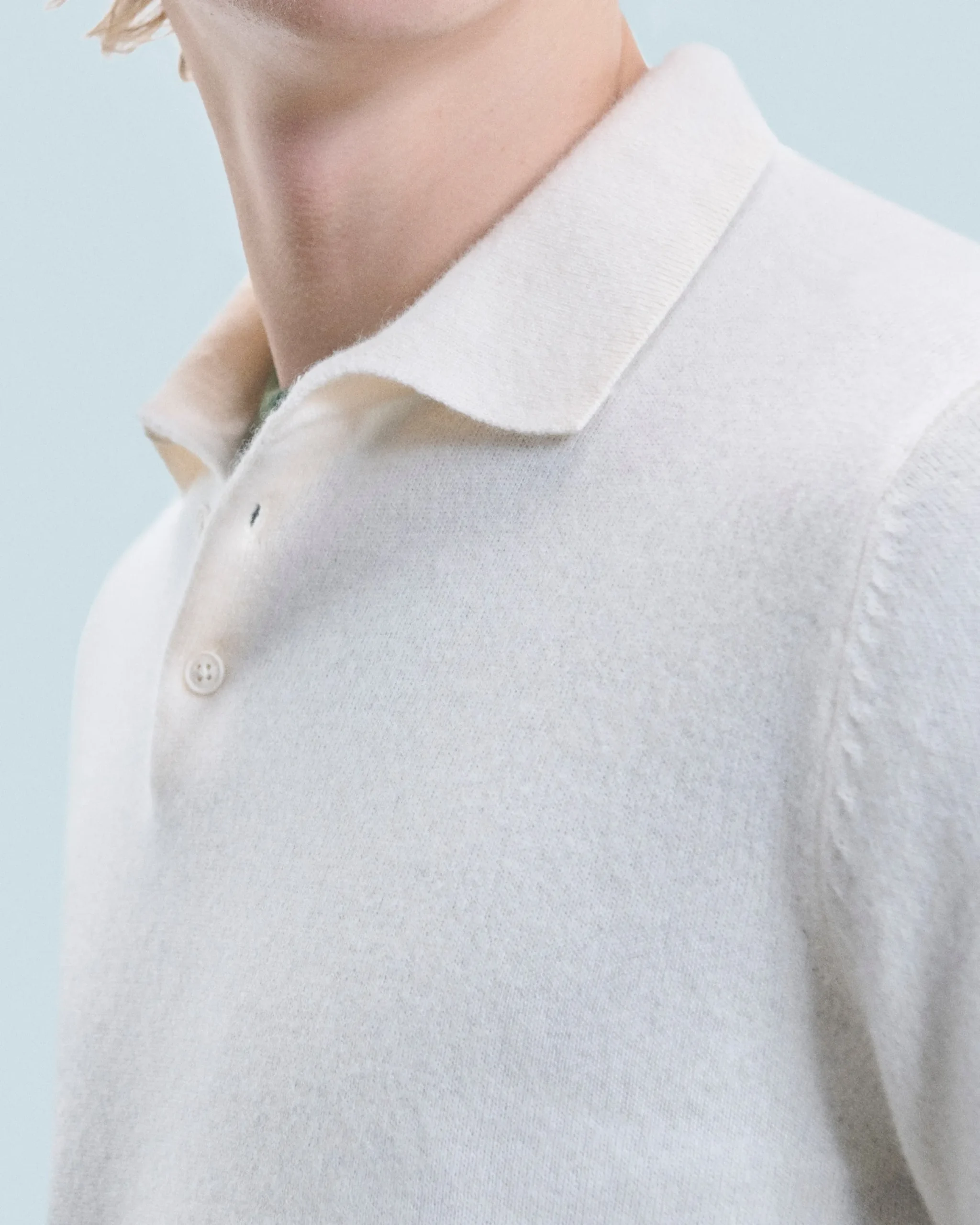 FROM FUTURE Pull Col Polo Basique Ecru Online