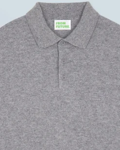 FROM FUTURE Pull Col Polo Basique GrisChinéFoncé Sale