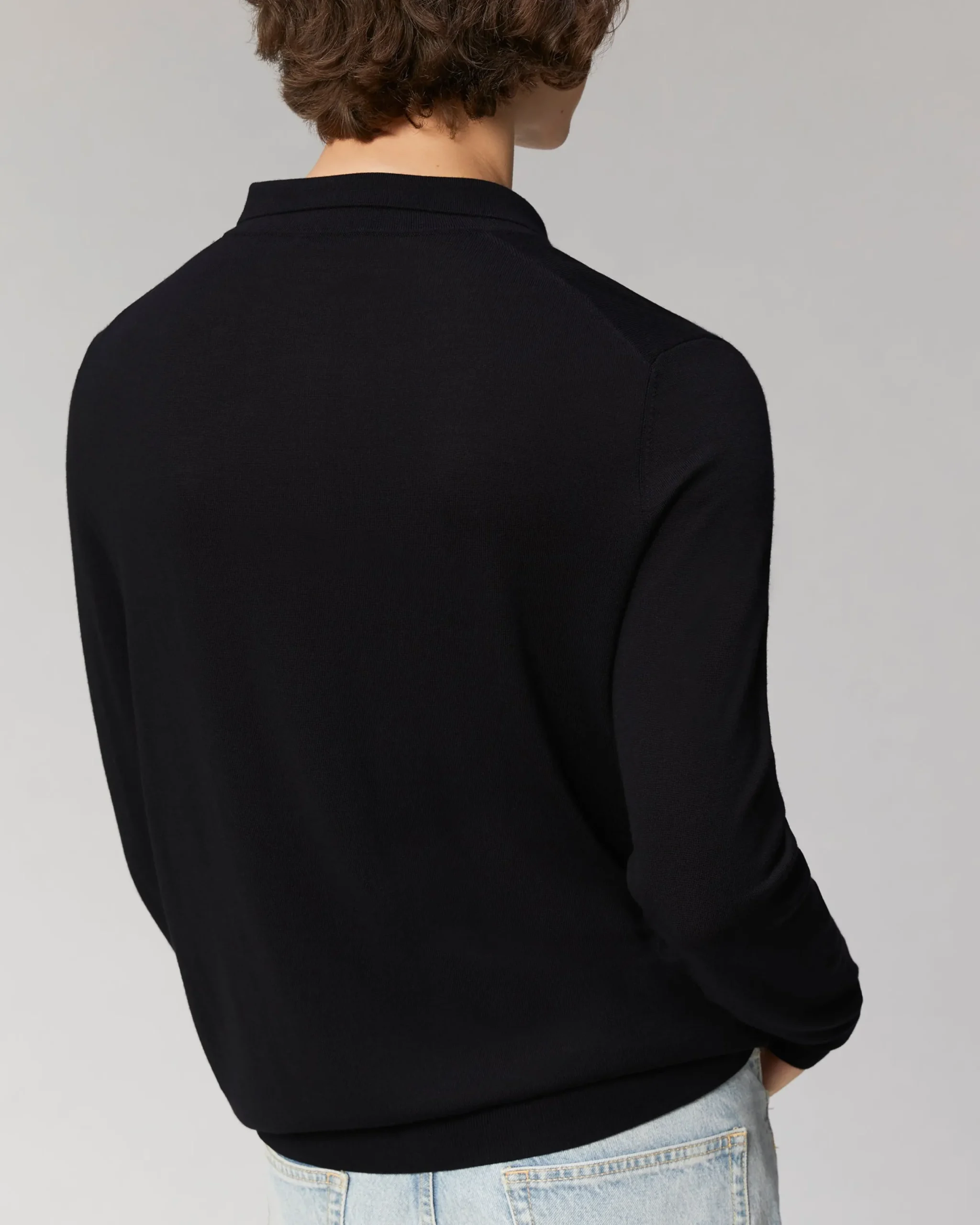 FROM FUTURE Pull Col Polo Basique Noir Best