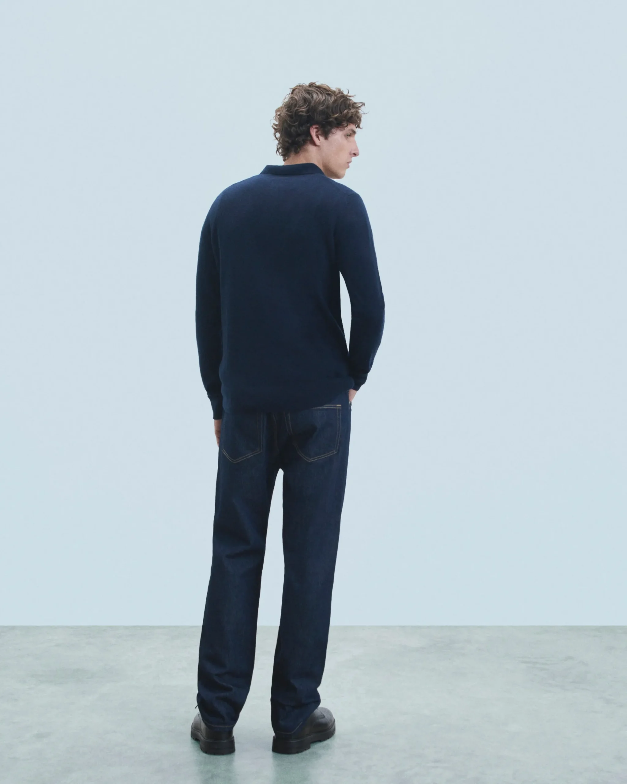 FROM FUTURE Pull Col Polo Basique Navy Best