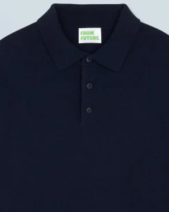 FROM FUTURE Pull Col Polo Basique Navy Best
