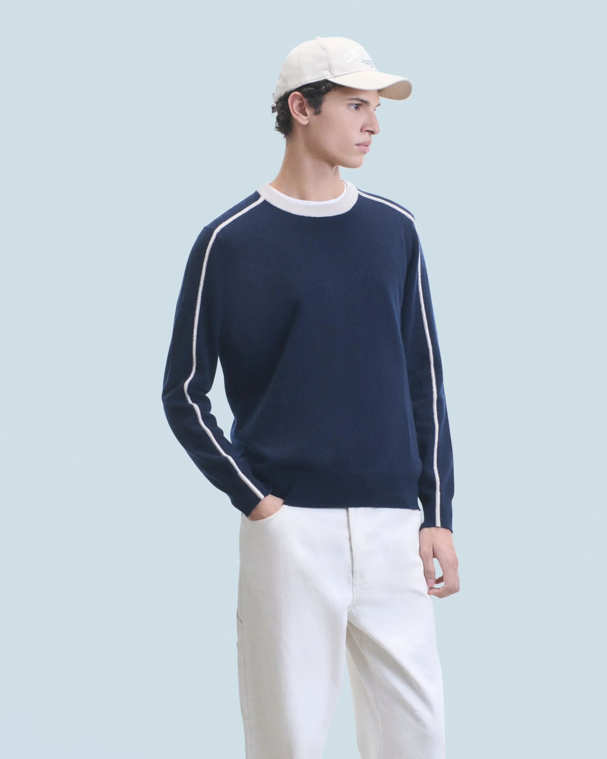 FROM FUTURE Pull Col Rond Navy Fashion
