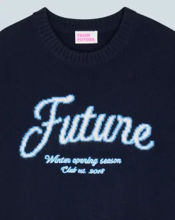 FROM FUTURE Pull Col Rond Navy Online